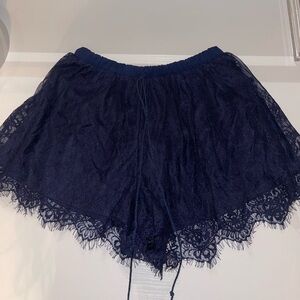 blue lace flowy shorts